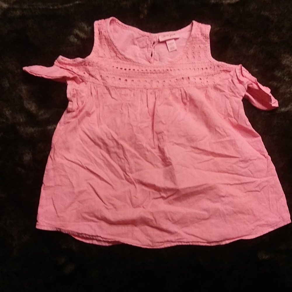 Pink cold shoulder top